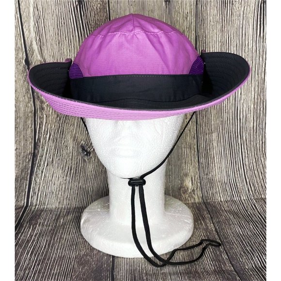 Sun Shade Wide Brim Women's OS Purple Gray Adjustable Ponytail Hole Bucket Hat - Picture 6 of 7